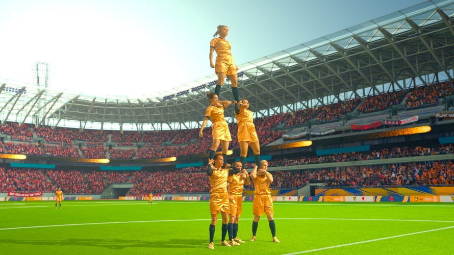 Film backdrop for Kung Fu Soccer